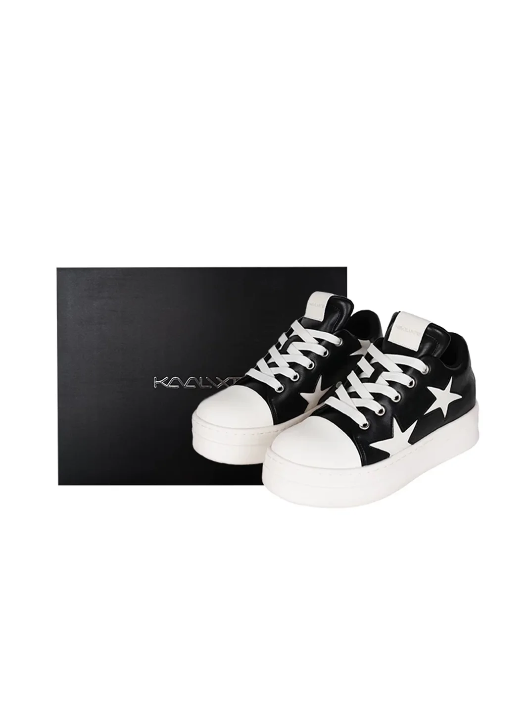Kaalixto | Black And White Low-Top Platform Skate Shoes