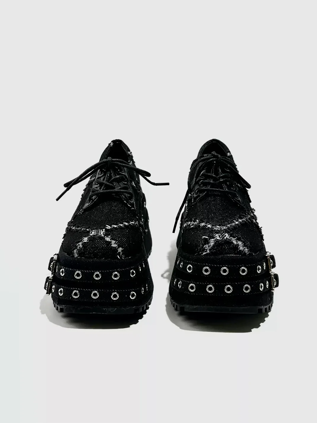 Visual focus | Fringed Denim Platform Punk Heels