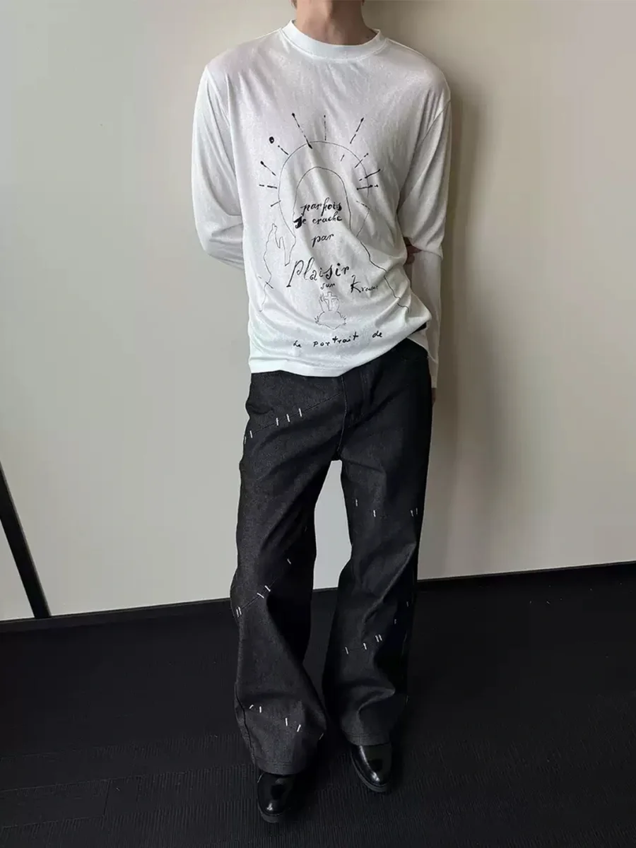 KREATE | Statue Line Art Long Sleeve T-Shirt - 3
