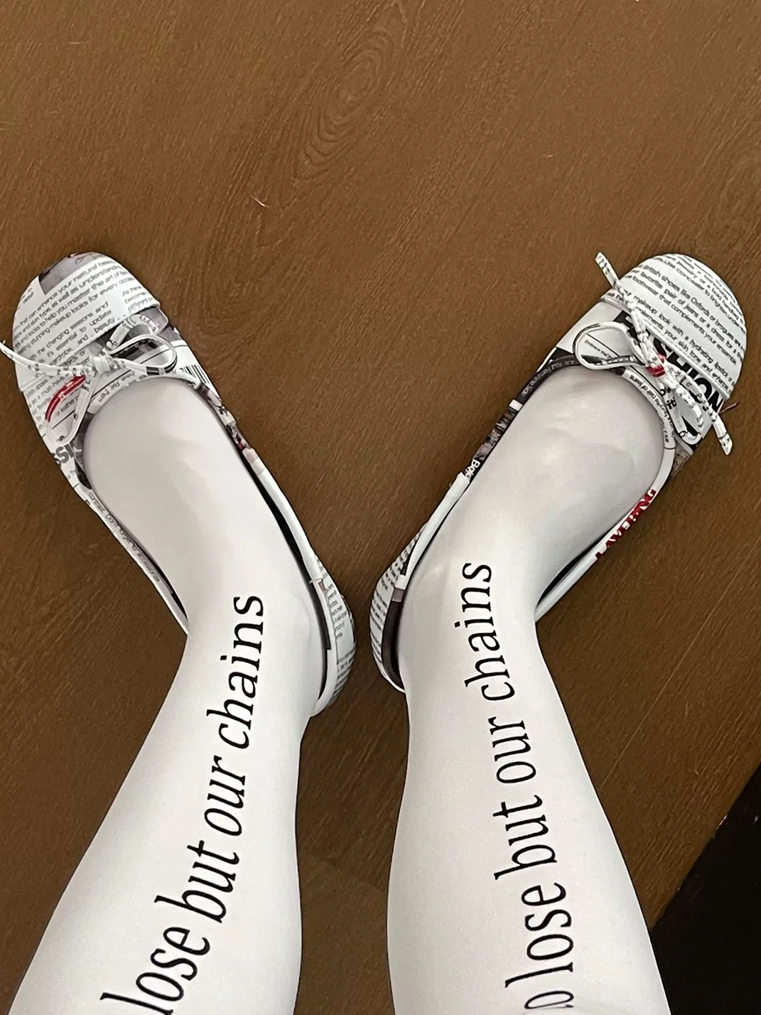 Inthemirror | Newspaper Print Pointed-Toe Heels
