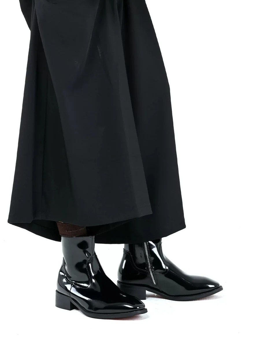 UNZIZHI | Pointed-Toe Patent Thick-Sole Chelsea Boots - 2