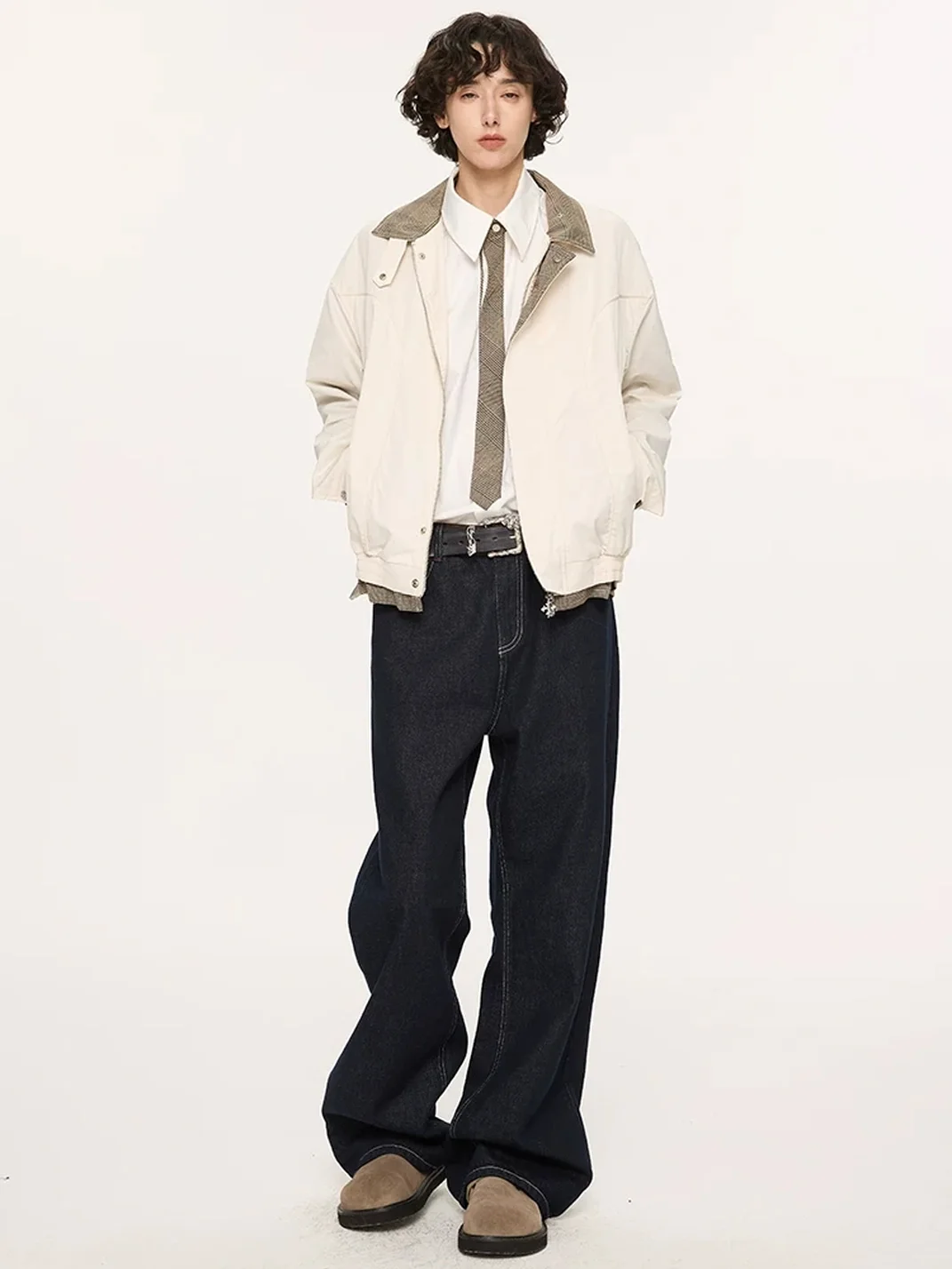 KREATE | Checkered Stand-Collar Harrington Jacket