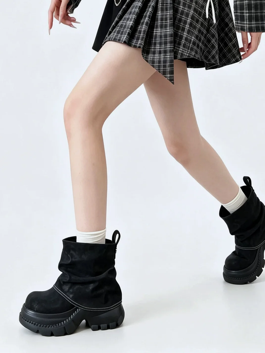 PINJIAHUI | Metal Punk Slouchy Platform Boots