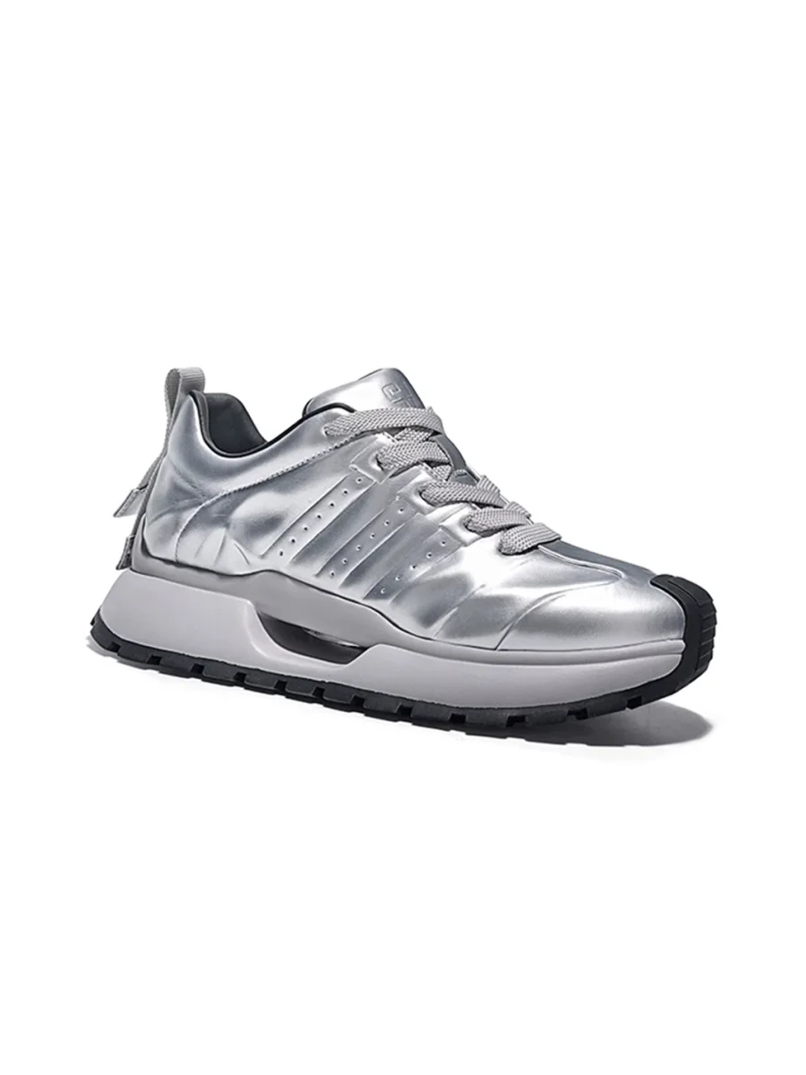 SALAXI | Silver Thick Sole Casual Sneakers - 2