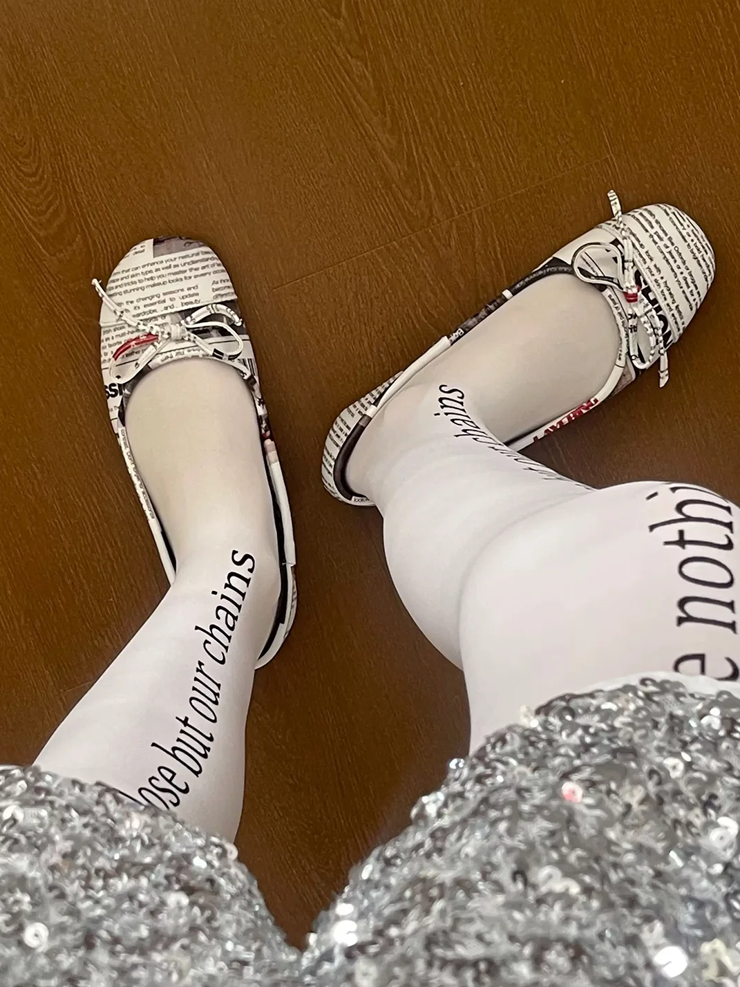 Inthemirror | Newspaper Print Pointed-Toe Heels