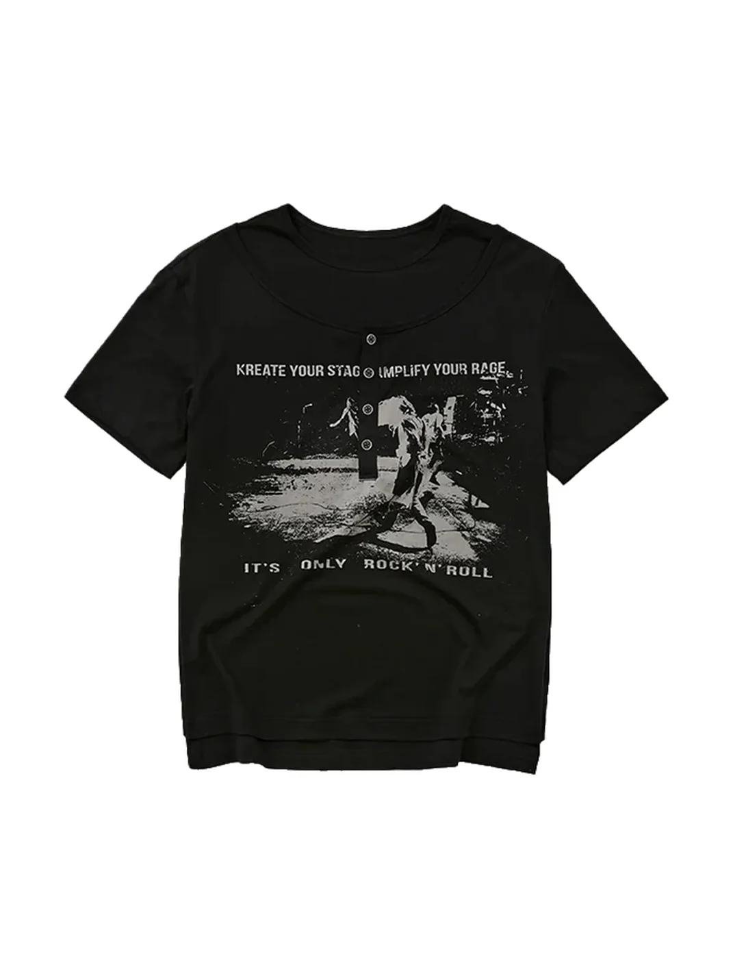 KREATE | Slim Fit Faux Layer Henley Short Sleeve T-Shirt