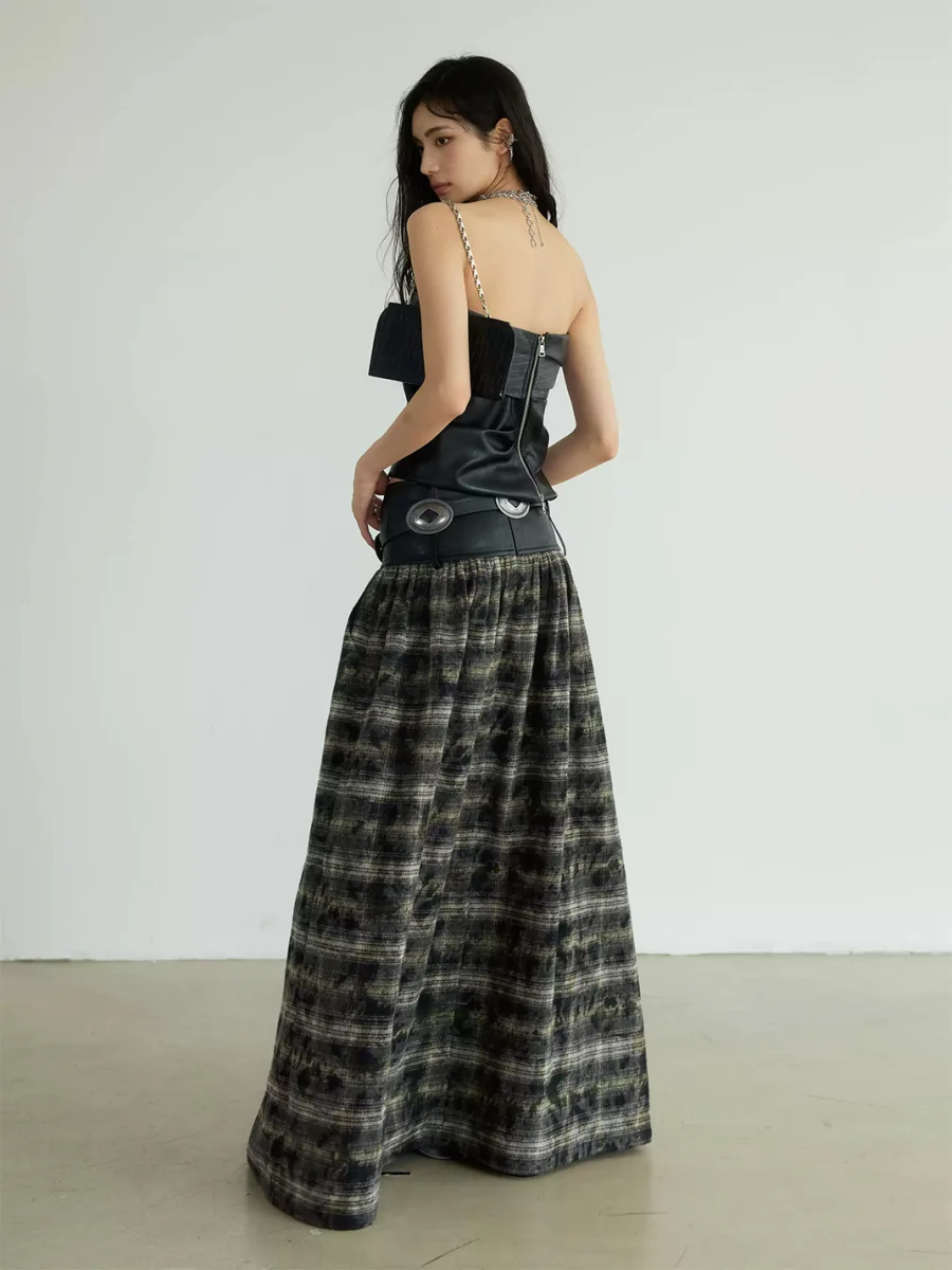 Jnylon studios | Low-Rise Distressed Plaid Maxi Skirt - 4