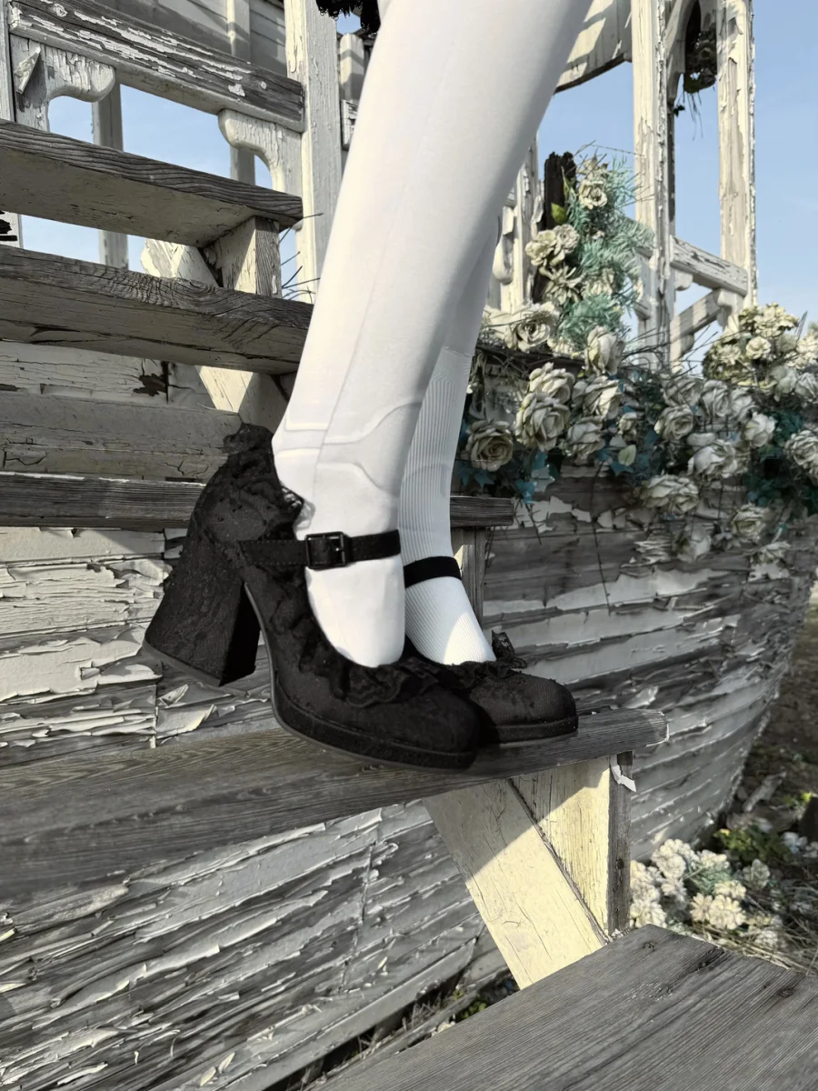 Dolly Bae | Black Lace Mary Jane Platform Heels - 3