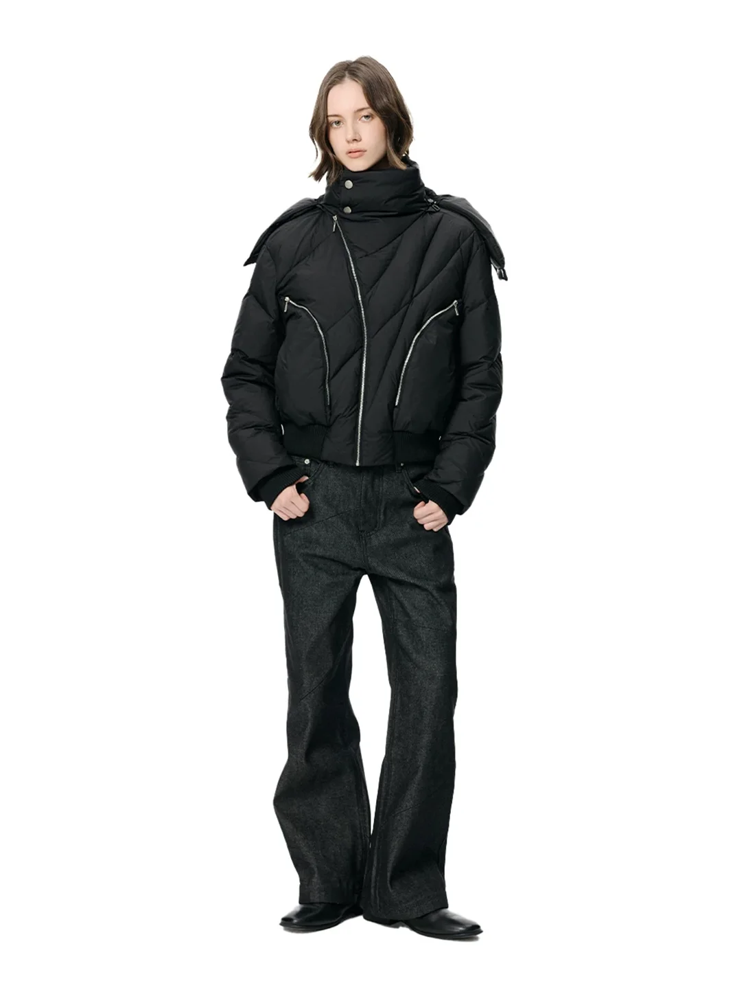 KREATE | Deconstructed Contrast-Stitch A-Line Jeans
