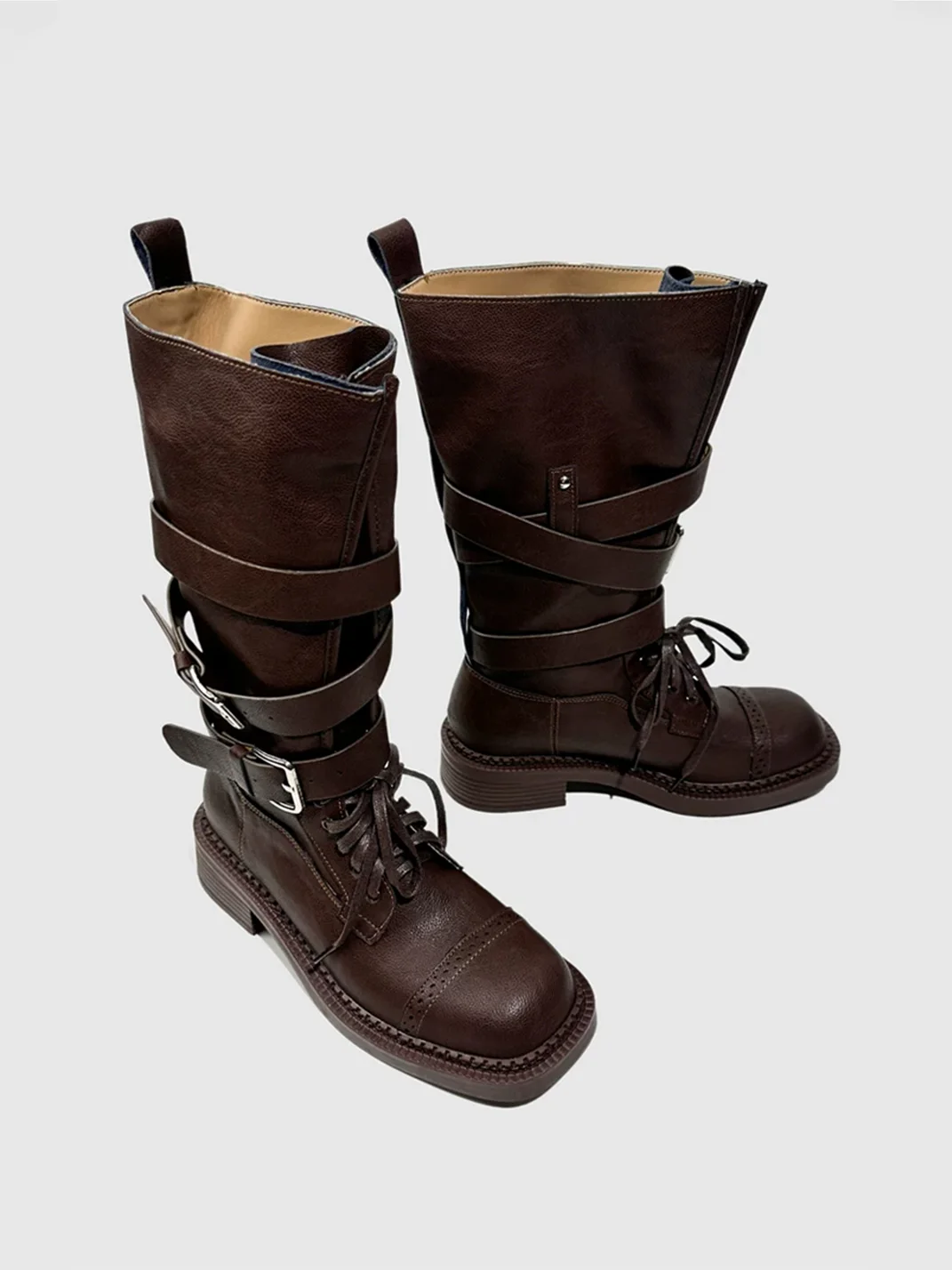 Visual focus | Distressed Caramel Brown Combat Boots