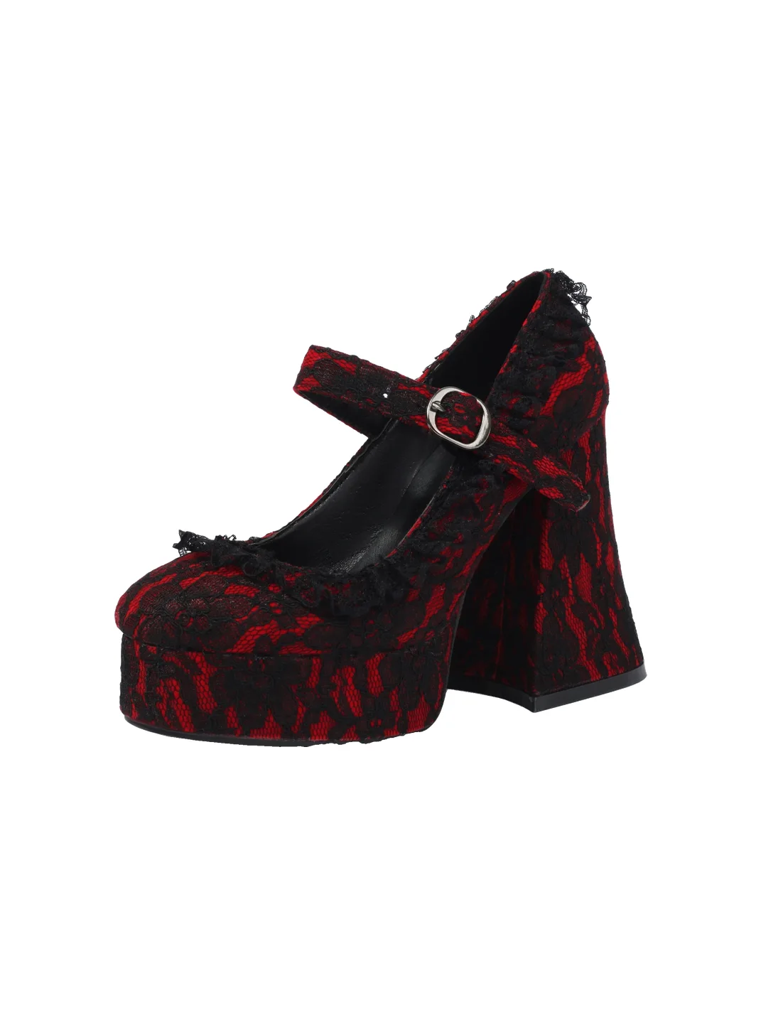 Buyfancy | Lace Platform Mary Jane Chunky Heels