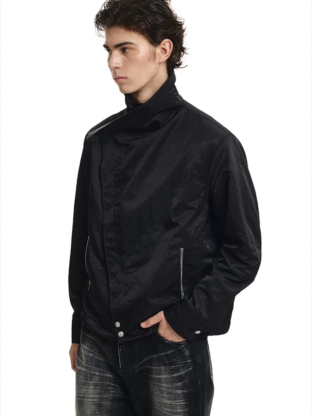 KREATE | Asymmetric Convertible Stand Collar Jacket