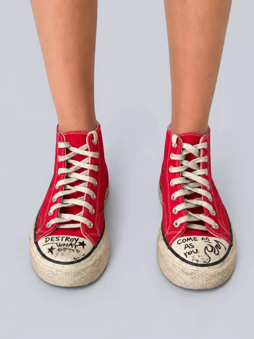 Rs by RebelSeed | Hand-Painted Distressed High-Top Canvas Sneakers