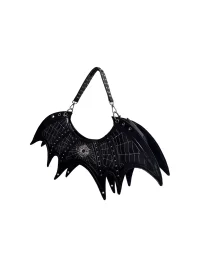 Antiphase | Studded Bat-Shaped Spiderweb Print Convertible Bag