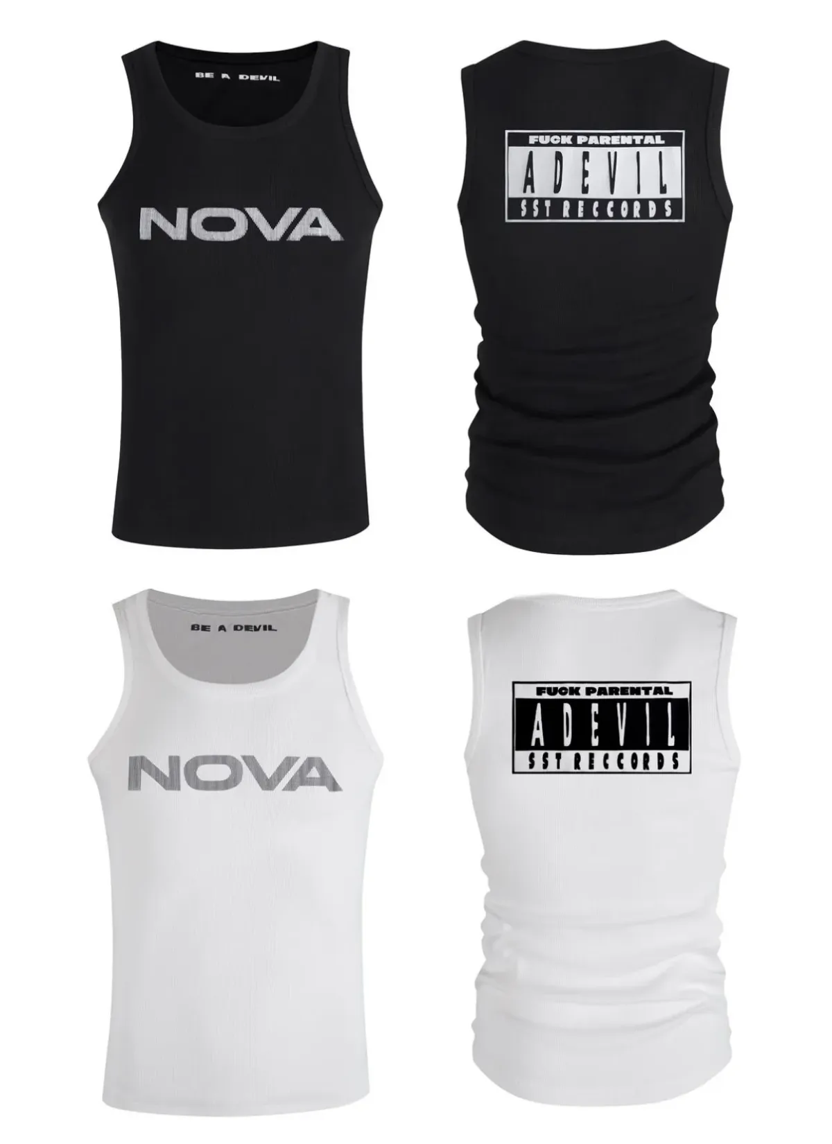 BE A DEVIL | Punk Graphic Ribbed Slim-Fit Tank Top