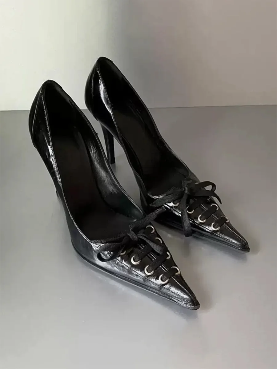 Rockbaby | Pointed-Toe Lace-Up Stiletto Heels - 2