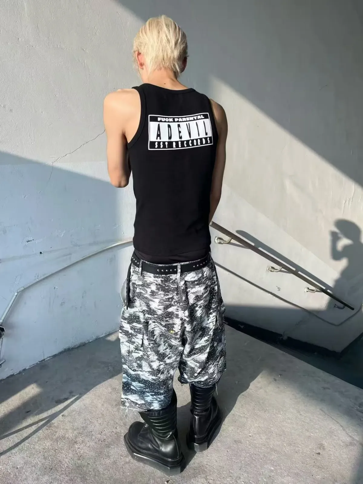 BE A DEVIL | Punk Graphic Ribbed Slim-Fit Tank Top