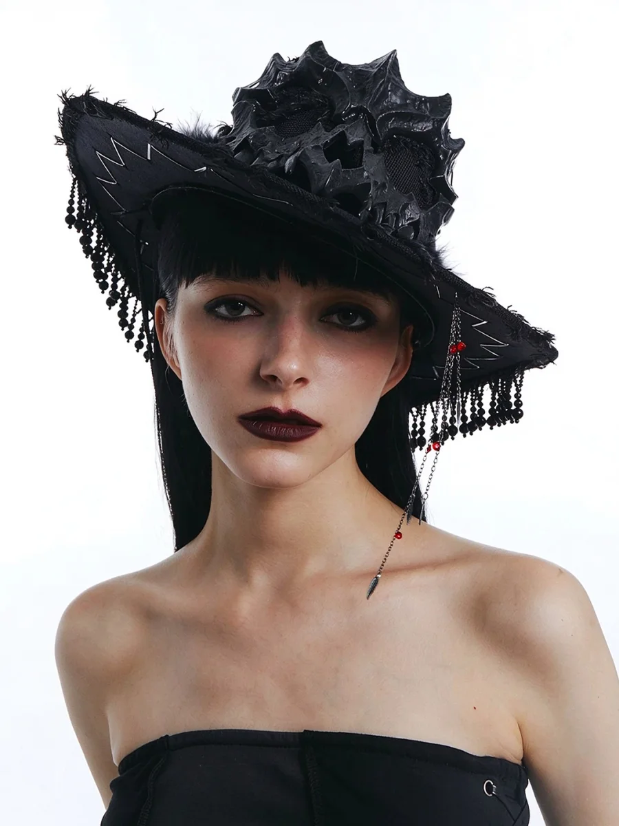 OCTO VITA | Gothic Skull Feather Cowboy Hat - 4