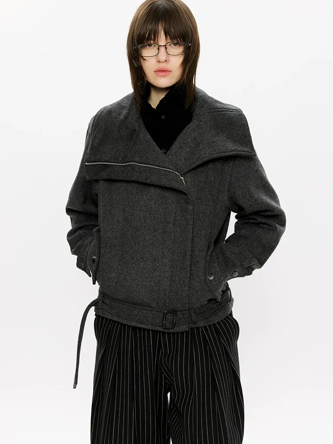KREATE | Boxy Wool Jacket With Asymmetric Zipper