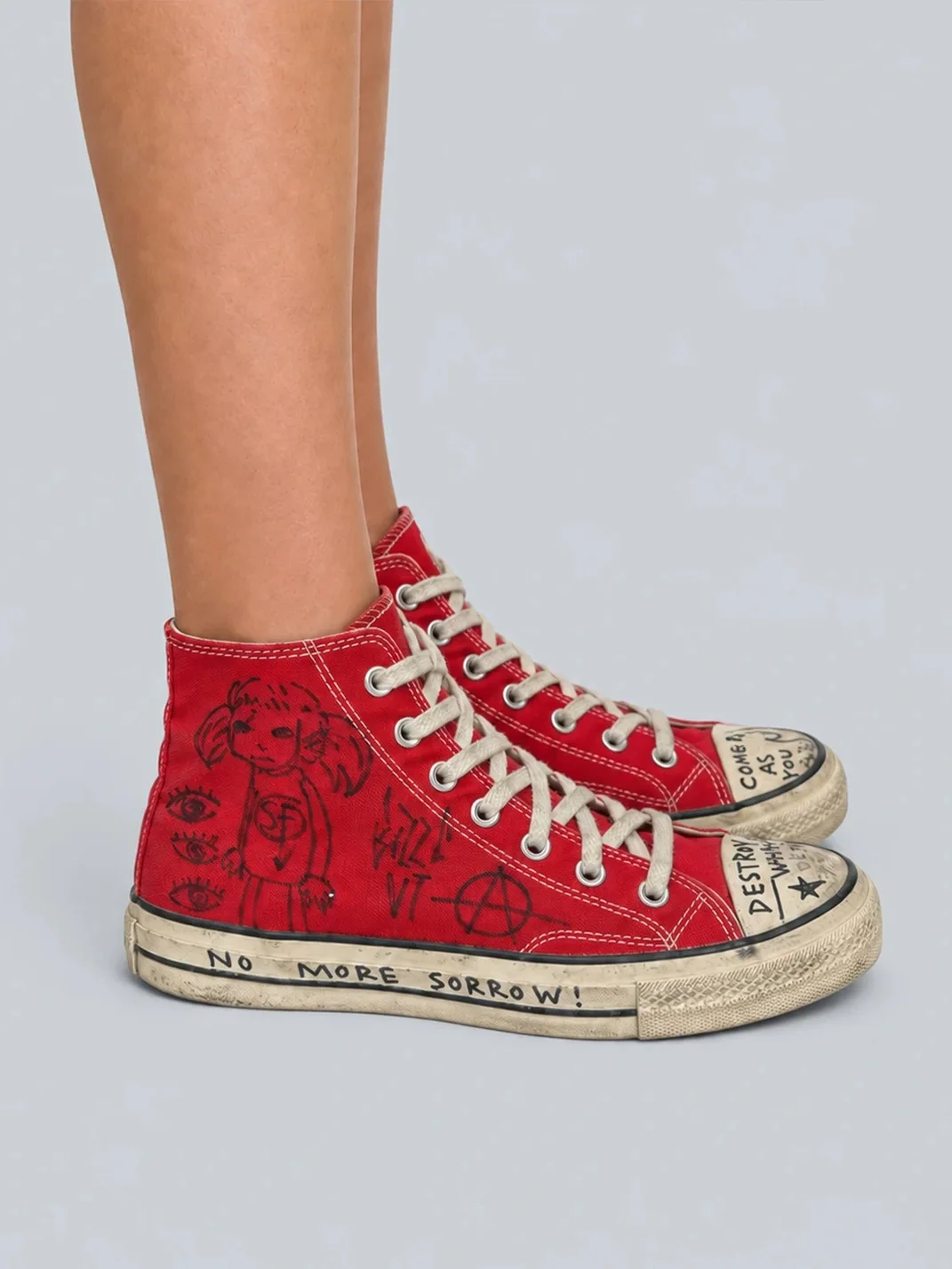 Rs by RebelSeed | Hand-Painted Distressed High-Top Canvas Sneakers