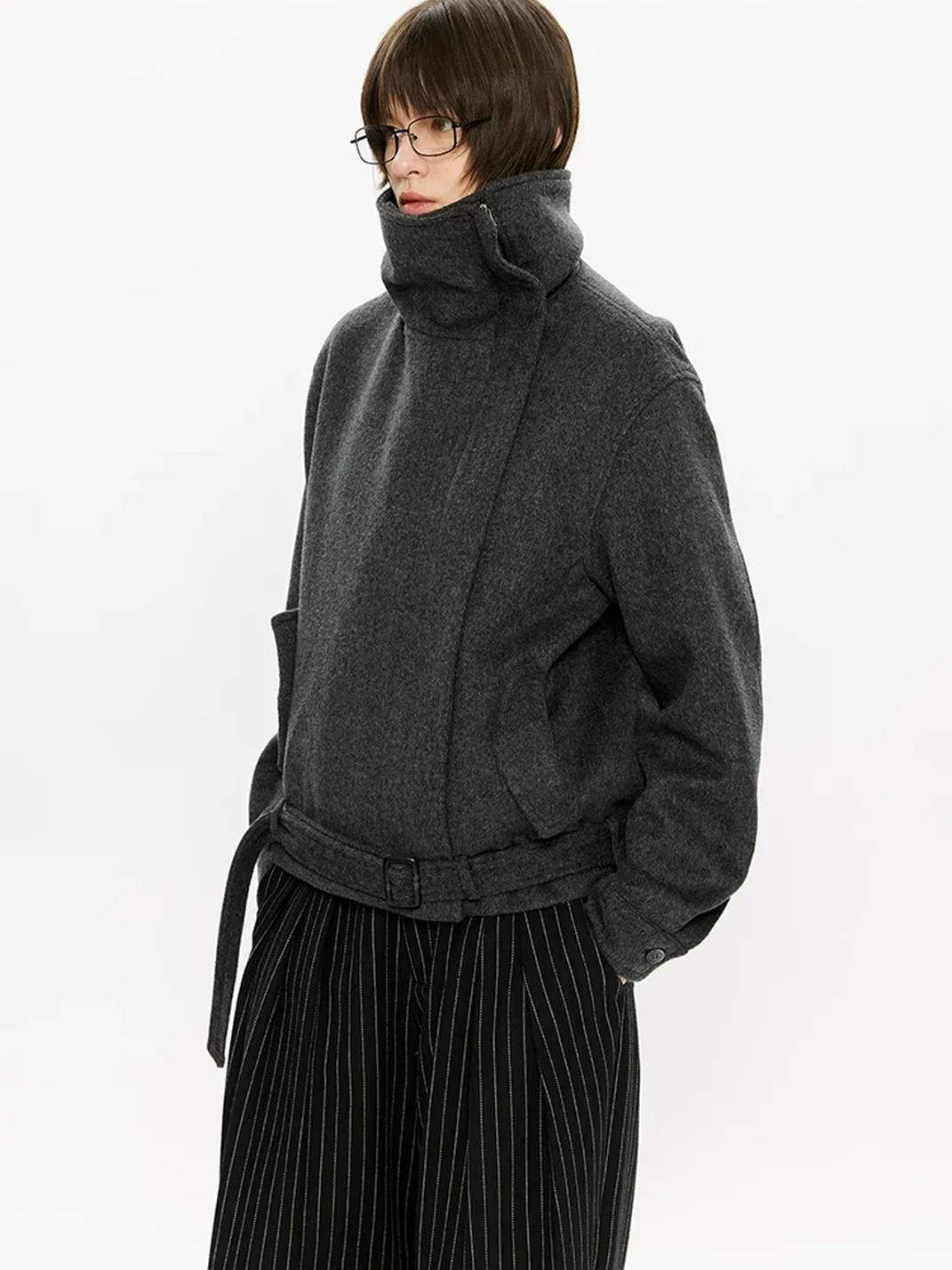KREATE | Boxy Wool Jacket With Asymmetric Zipper