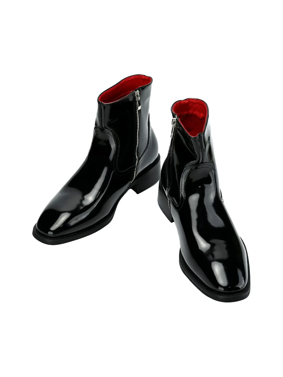 UNZIZHI | Pointed-Toe Patent Thick-Sole Chelsea Boots