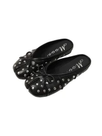 Mooreyu | Split-Toe Studded Bow Flat Mules