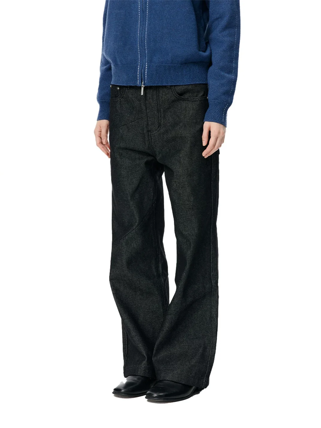 KREATE | Deconstructed Contrast-Stitch A-Line Jeans
