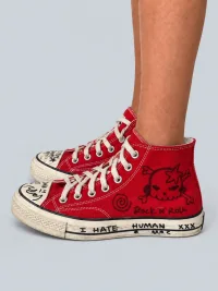 Rs by RebelSeed | Hand-Painted Distressed High-Top Canvas Sneakers
