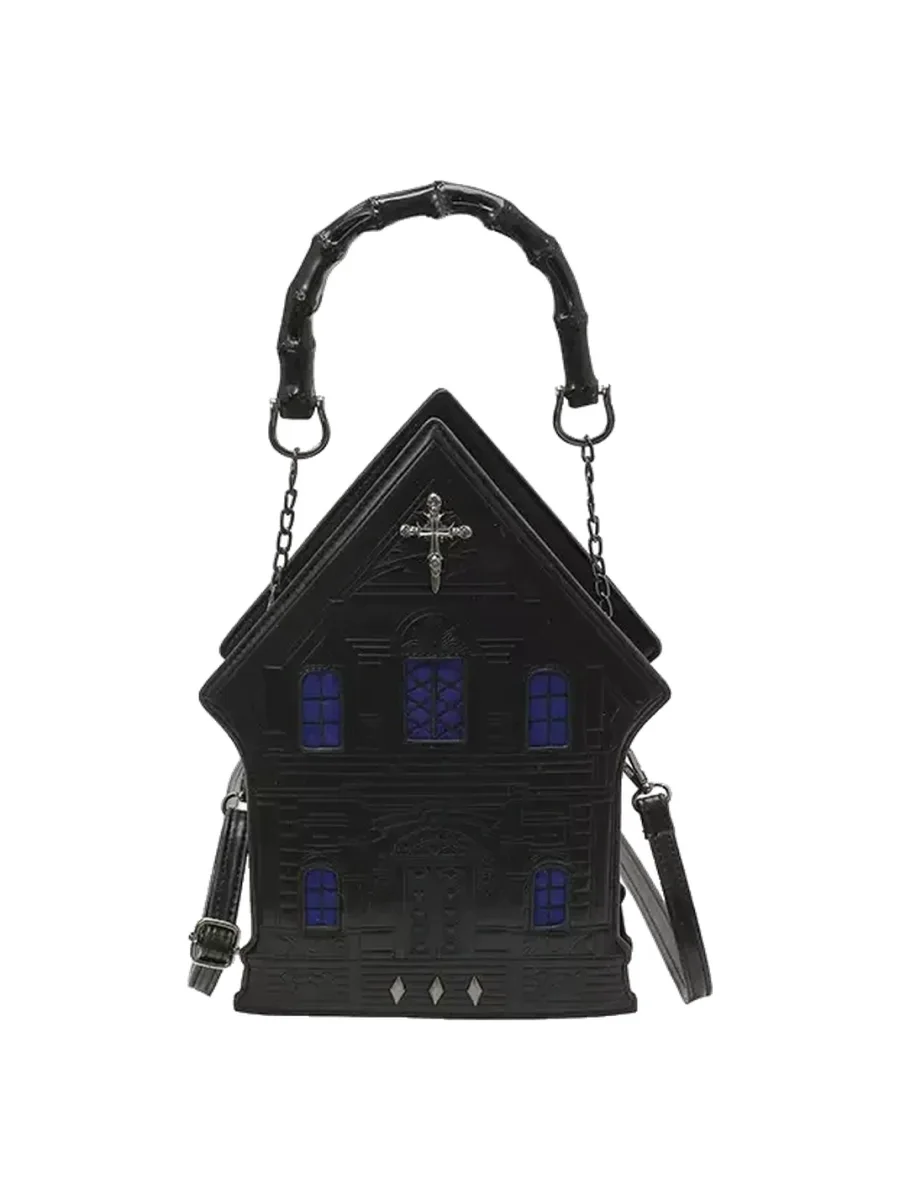 MBJDHZZ | Gothic Castle Cross Studded Crossbody Handbag - 4