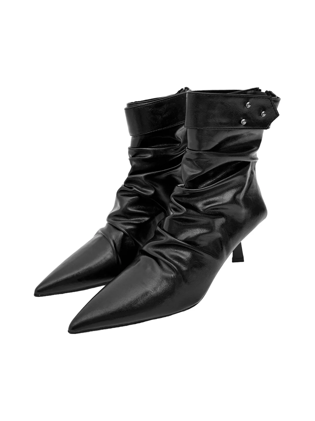 Abstract garden | Ruched Pointed Toe Stiletto Ankle Boots