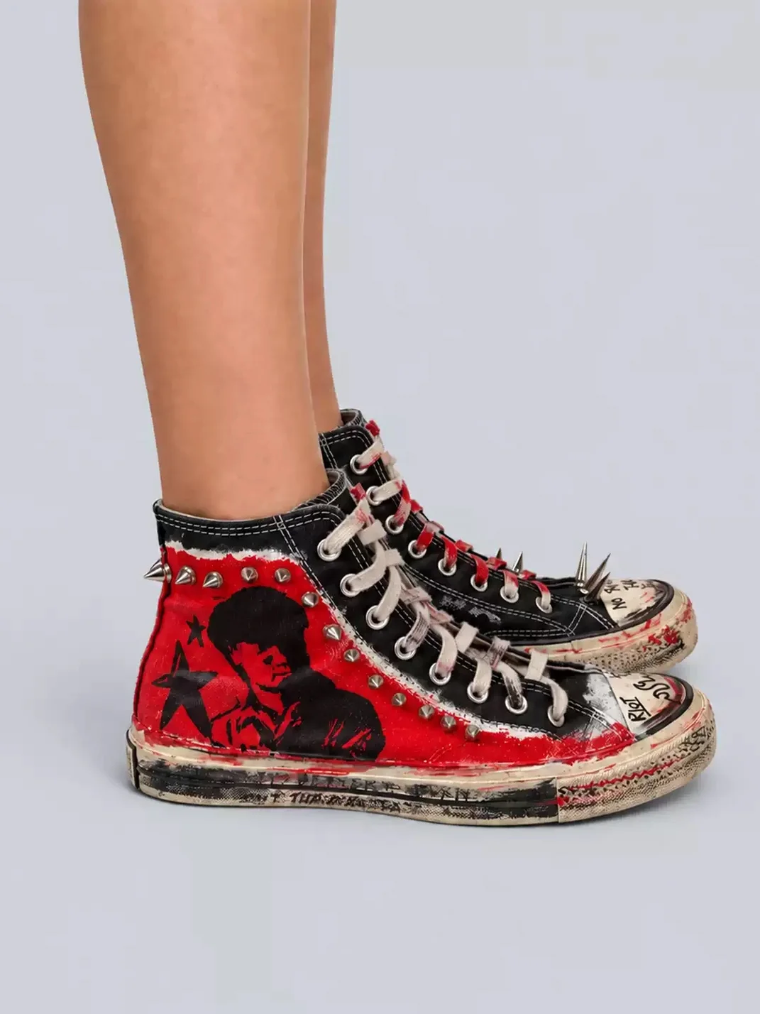 Rs by RebelSeed | Hand-Painted Distressed High-Top Canvas Sneakers