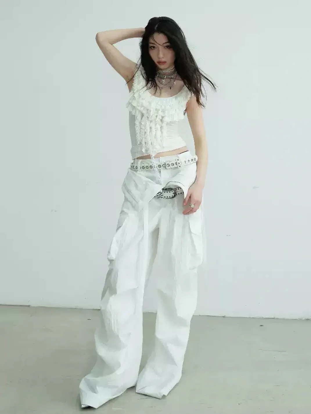 Jnylon studios | Layered Ruffle Off-Shoulder Tank Top