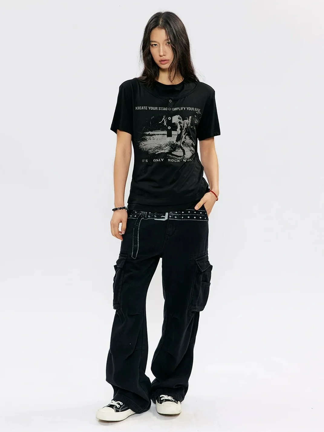 KREATE | Slim Fit Faux Layer Henley Short Sleeve T-Shirt