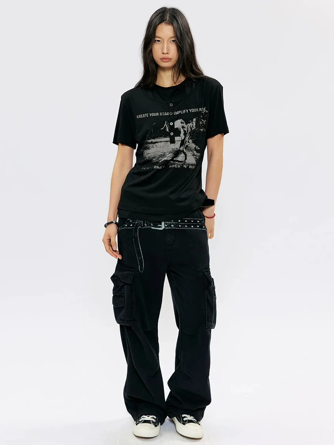 KREATE | Slim Fit Faux Layer Henley Short Sleeve T-Shirt