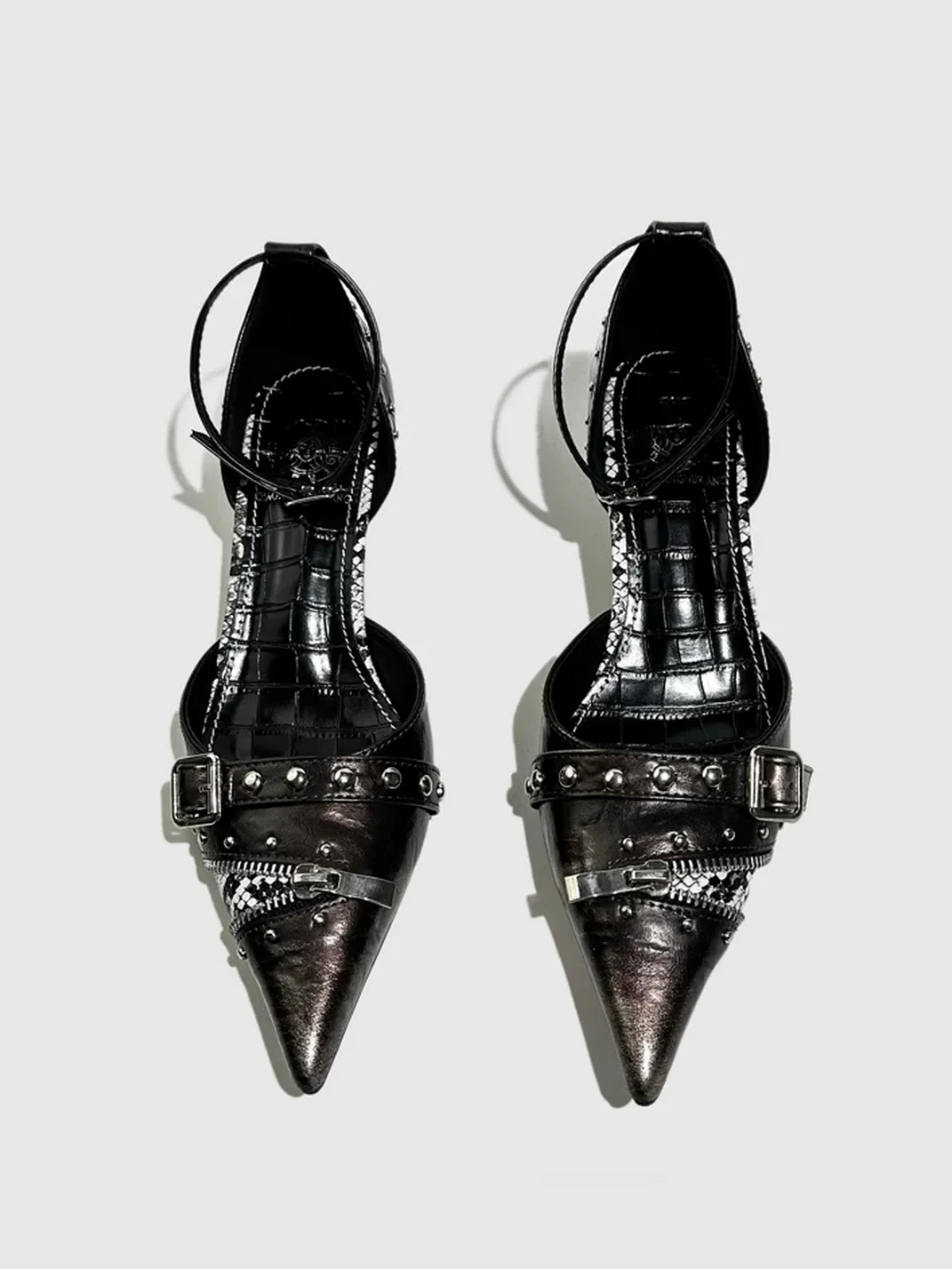 Visual focus | Studded Zip Detail Mary Jane Heels