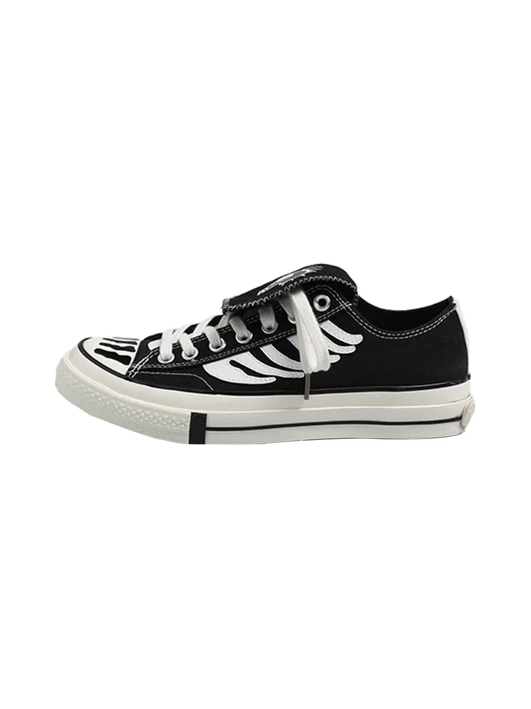 Catsofa | Skull Bone Print Low-Top Lace-Up Canvas Sneakers