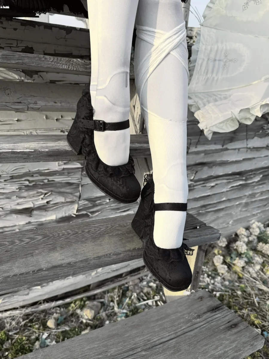 Dolly Bae | Black Lace Mary Jane Platform Heels - 2
