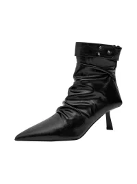 Abstract garden | Ruched Pointed Toe Stiletto Ankle Boots