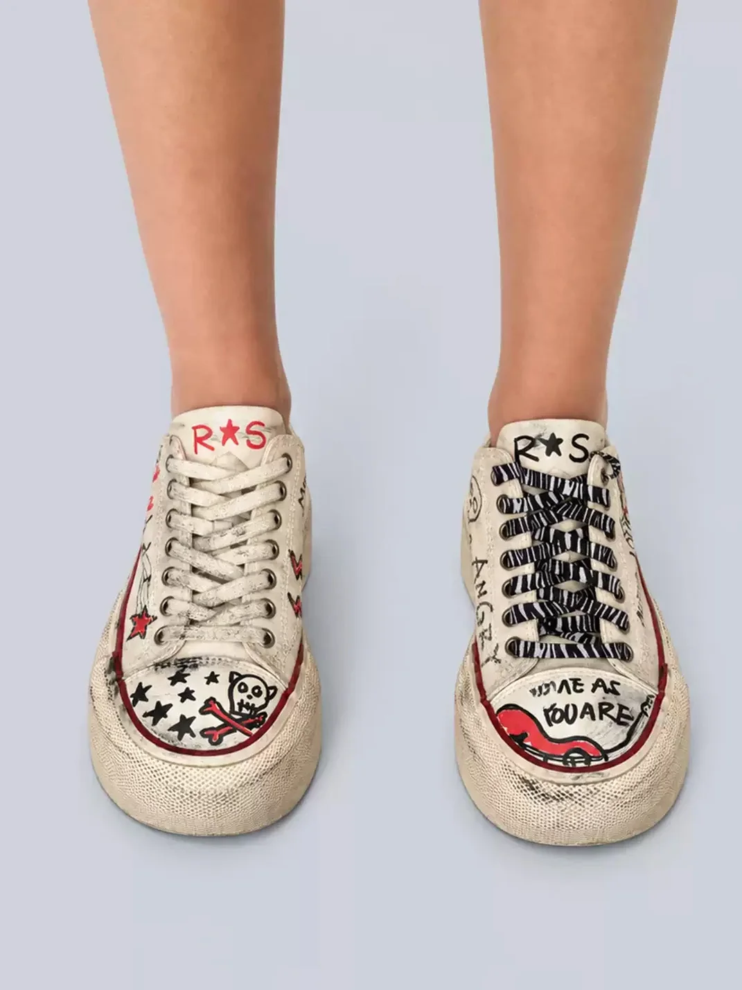 Rs by RebelSeed | Hand-Painted Graffiti Low-Top Platform Canvas Sneakers