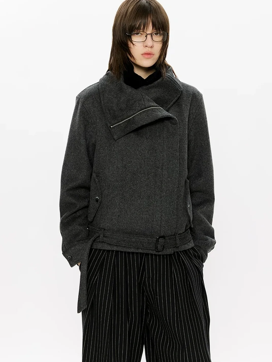KREATE | Boxy Wool Jacket With Asymmetric Zipper