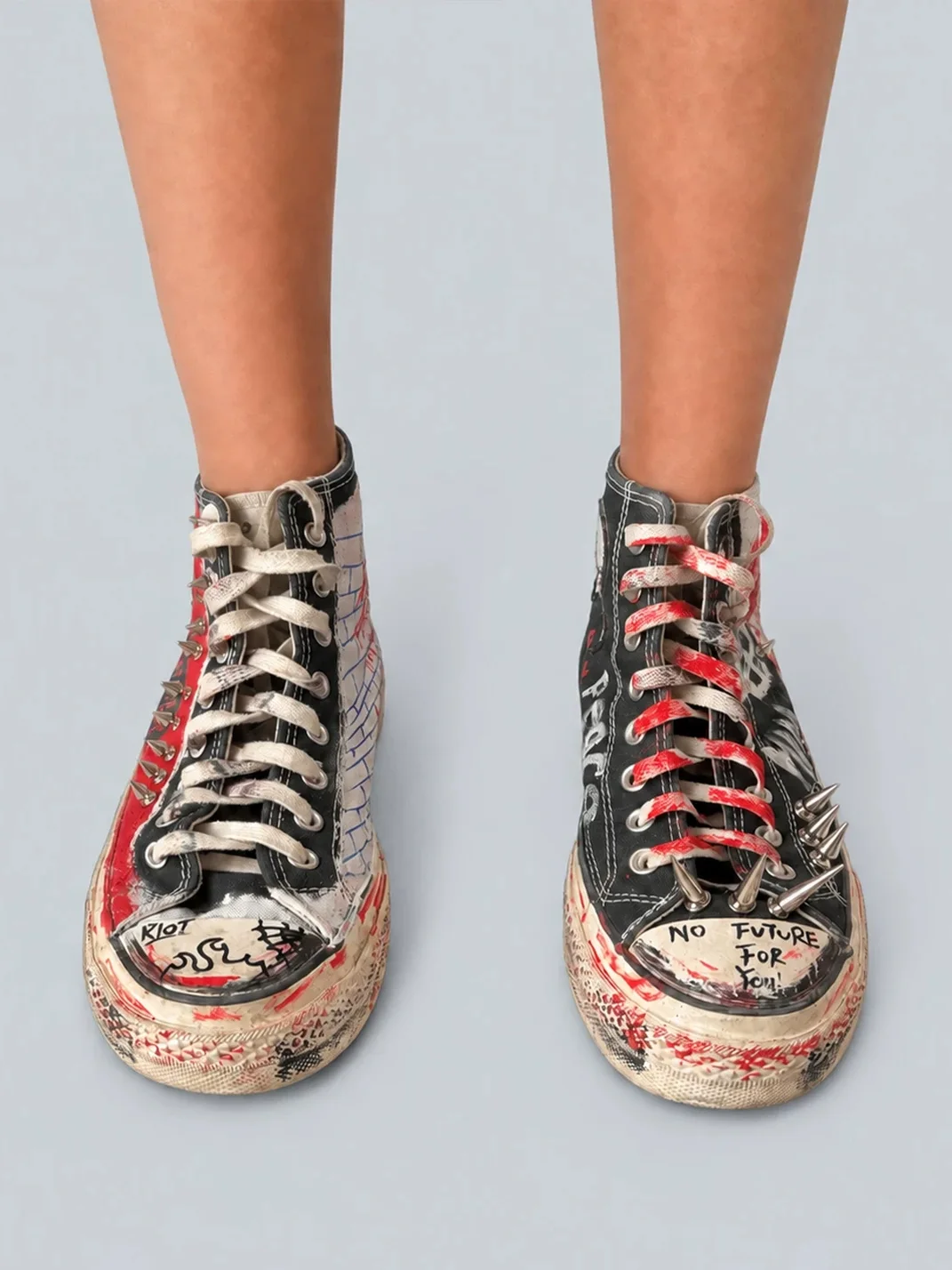 Rs by RebelSeed | Hand-Painted Distressed High-Top Canvas Sneakers