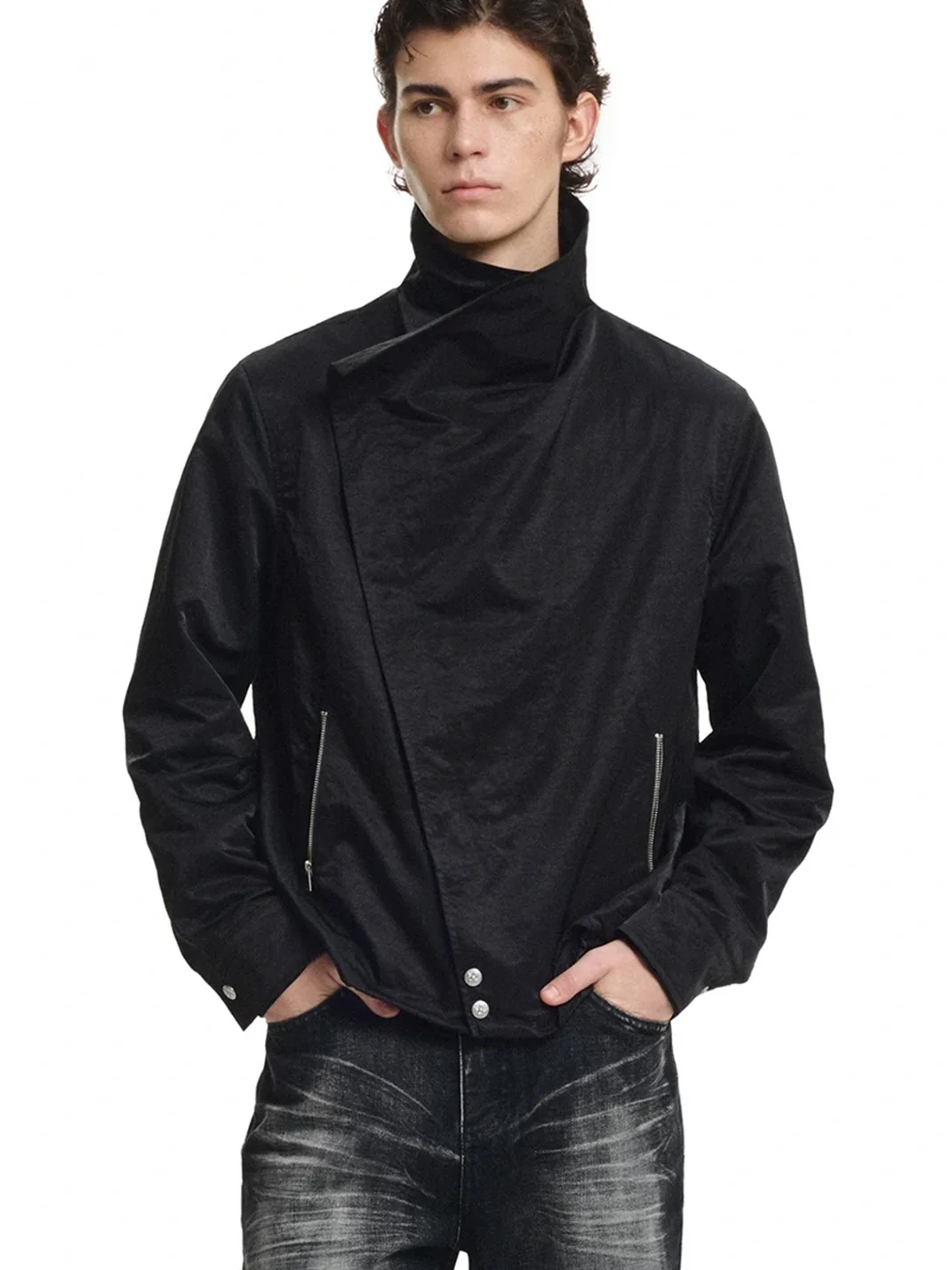 KREATE | Asymmetric Convertible Stand Collar Jacket