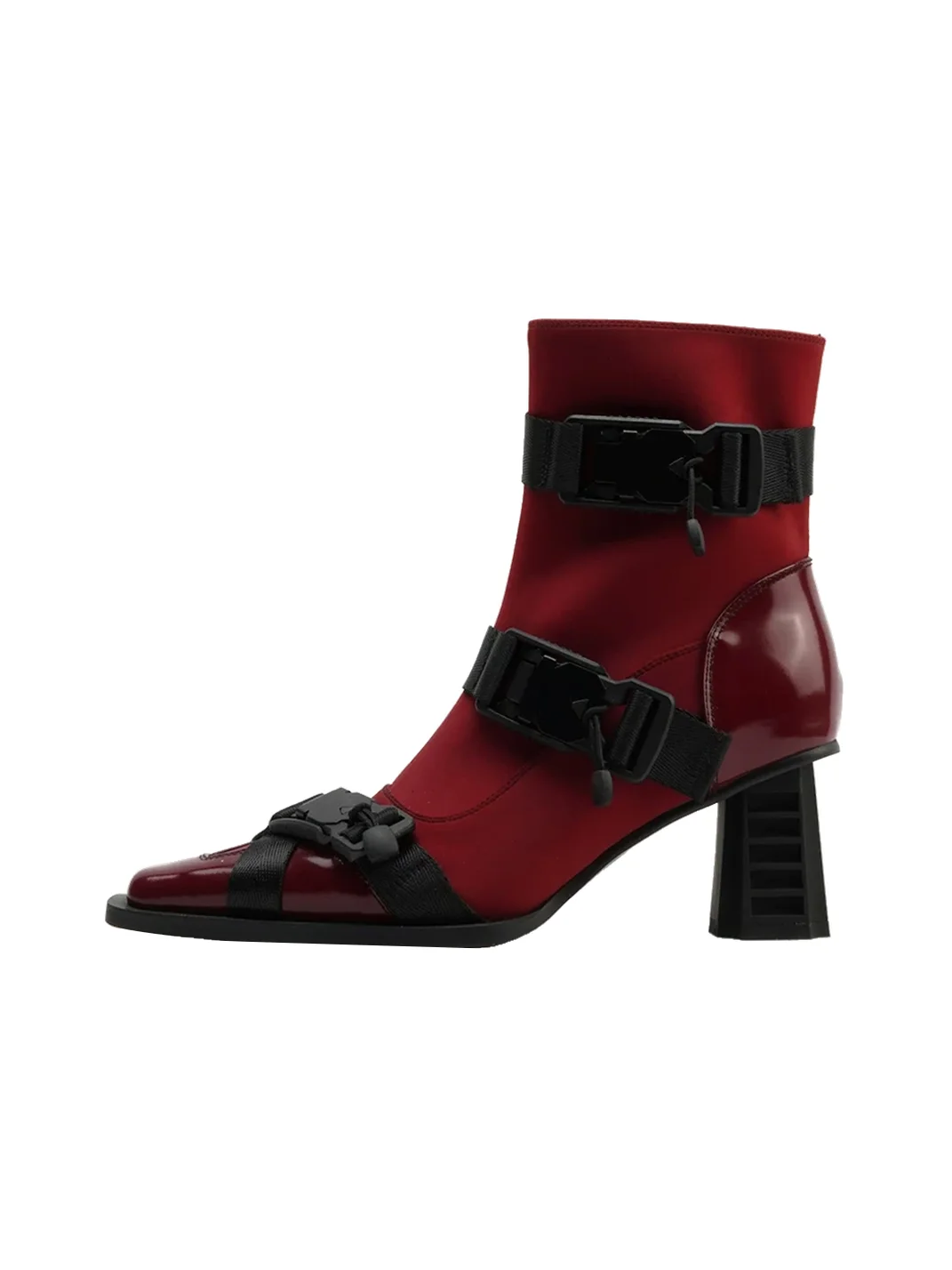 Colorful Bridge | Square-Toe Magnetic Buckle Webbing Ankle Boots