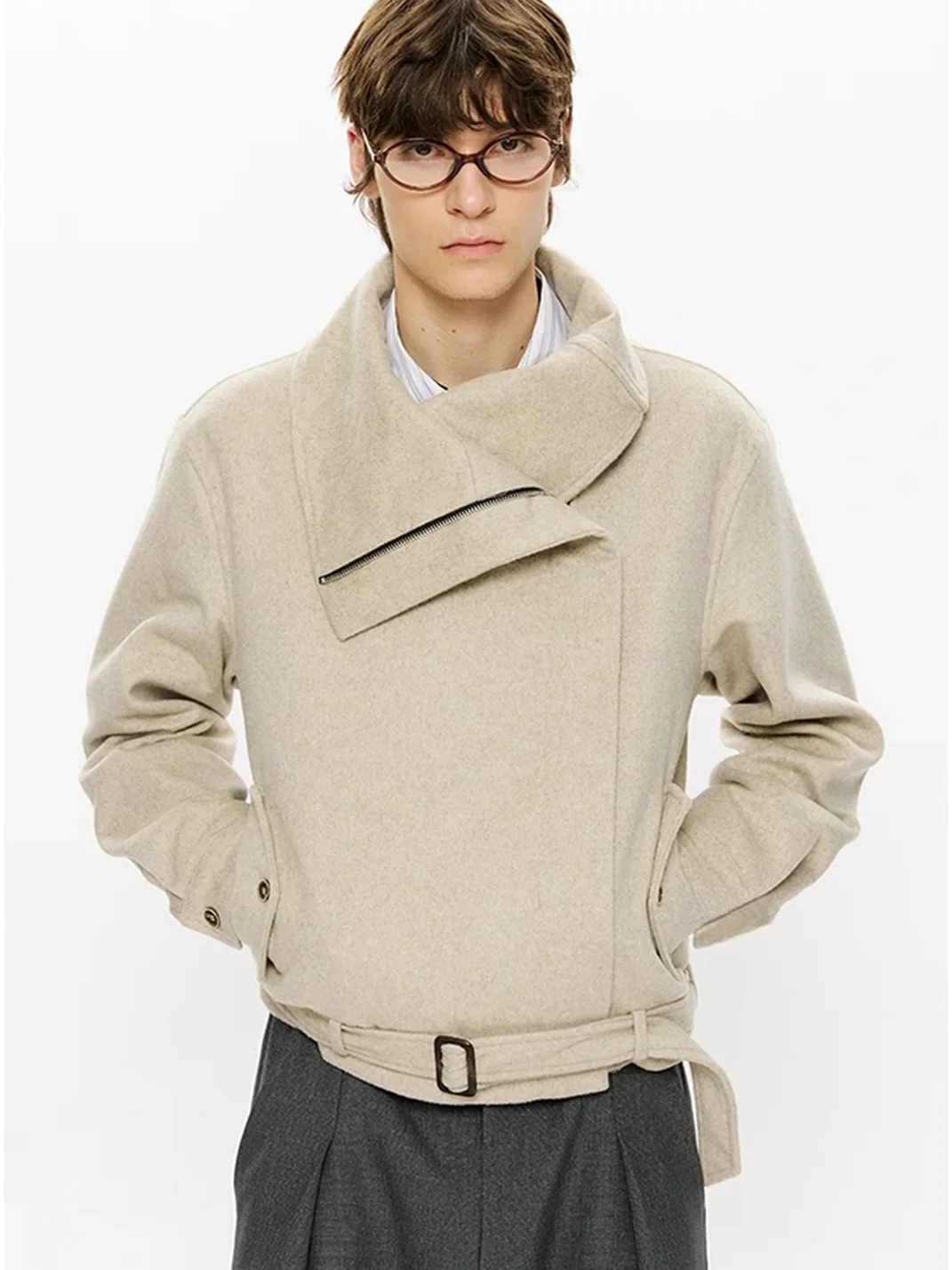KREATE | Boxy Wool Jacket With Asymmetric Zipper