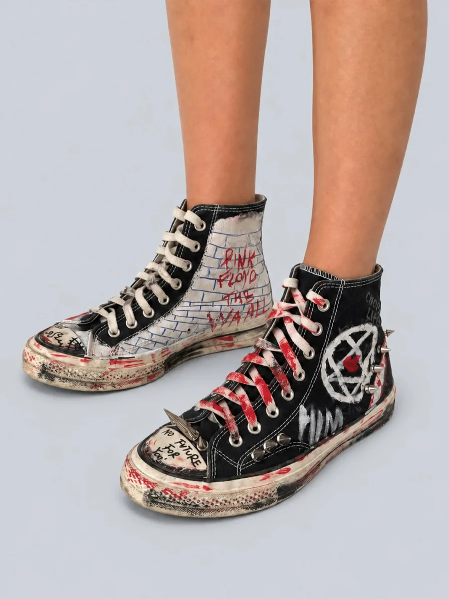 Rs by RebelSeed | Hand-Painted Distressed High-Top Canvas Sneakers - 2