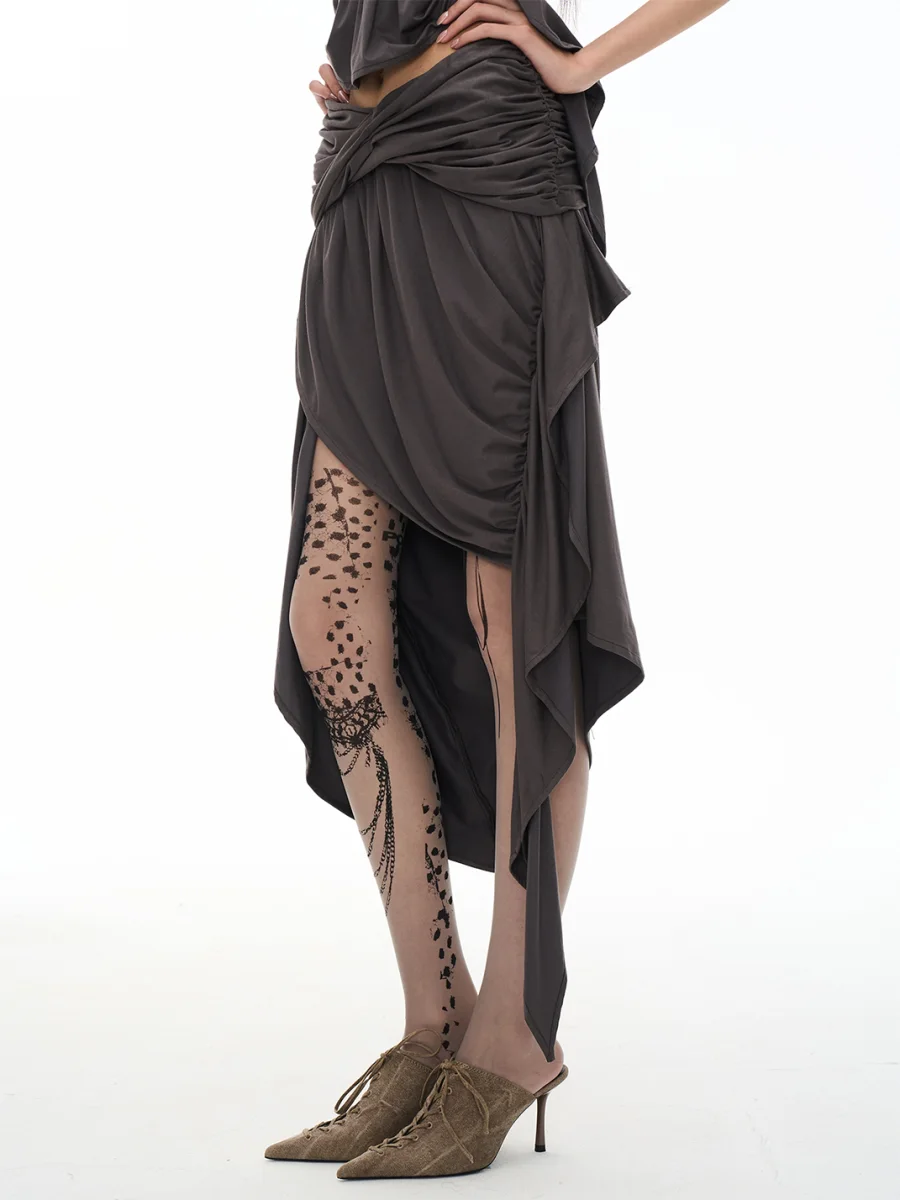 Popoop | Asymmetric Lace Print Sheer Tights - 4