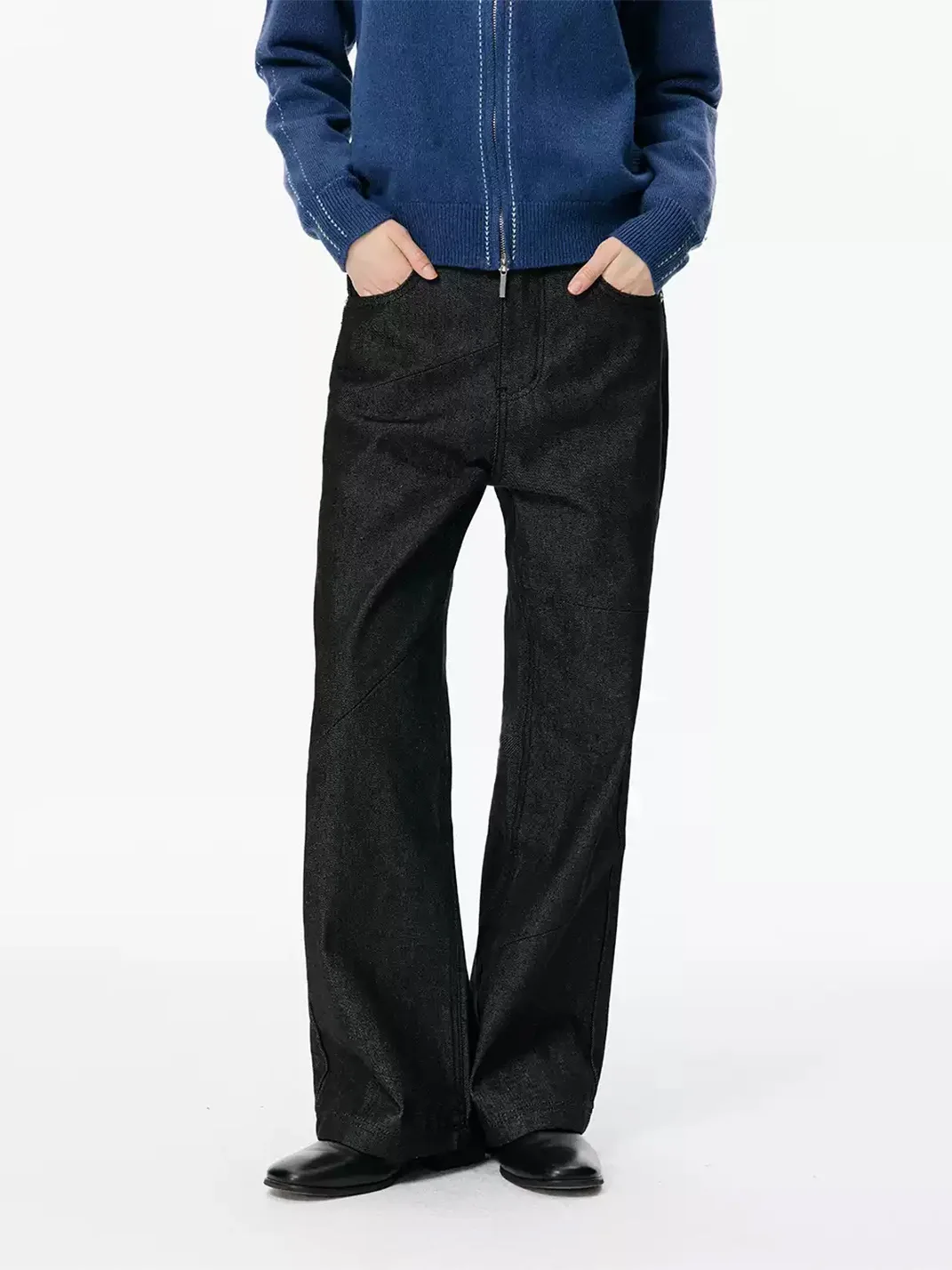 KREATE | Deconstructed Contrast-Stitch A-Line Jeans