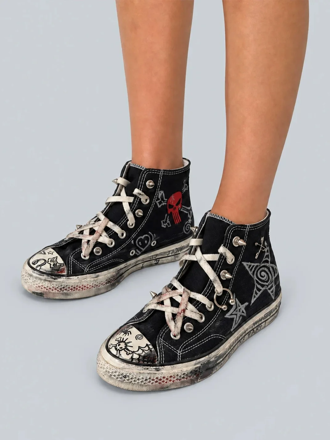 Rs by RebelSeed | Hand-Painted Distressed High-Top Canvas Sneakers