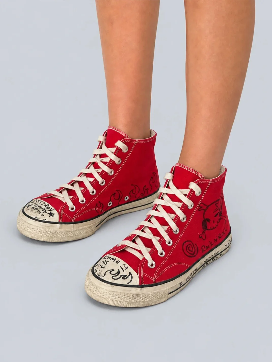 Rs by RebelSeed | Hand-Painted Distressed High-Top Canvas Sneakers